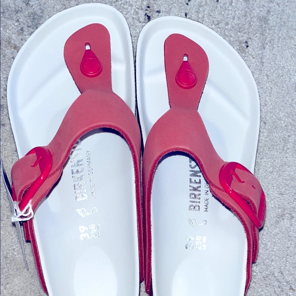 Birkenstock PinkThong Sandals with White Footbed - Picture 7 of 9